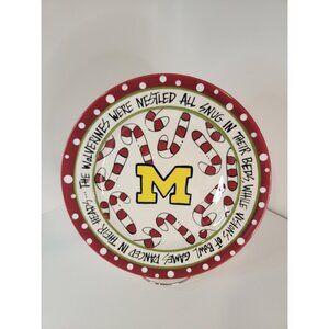 University of Michigan Fan Large Serving Plate Night Before Christmas 12" U of M